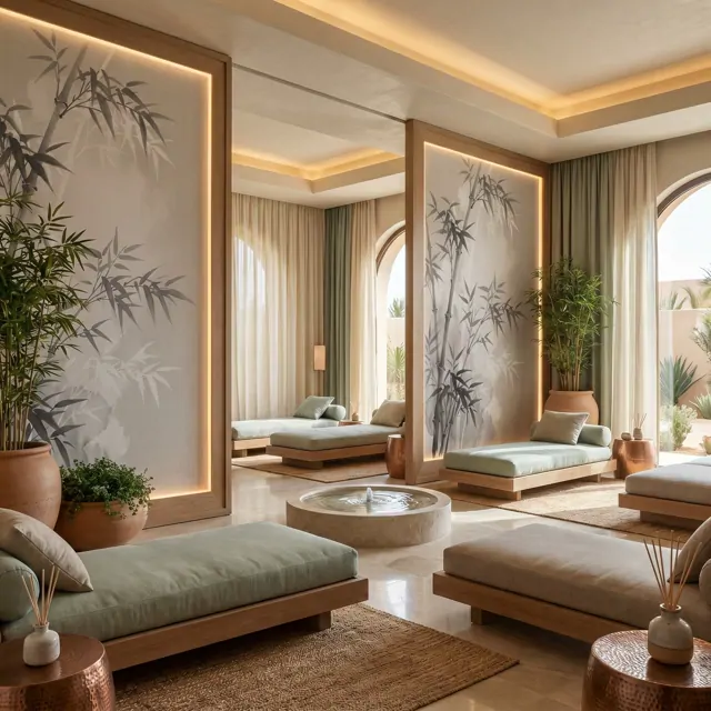 Ink-Wash Bamboo Forest Zen Minimalist Soft Gray - Spa Wellness Center