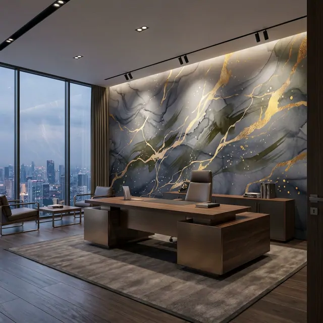 Abstract-Luxury-Marble Gold-Veins-Splash CEO-Office 07