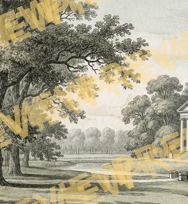 Classical-Engraving-Domed-Pavilion-for-Riverside-Park-Monochromatic-Green - Detail Crop 1