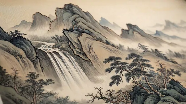 Oriental-Ink-Landscape Commercial-Interiors Warm-Earth-Tones - Embroidery-Detail-01