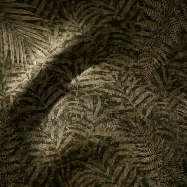 Vintage-Tropical-Palm-Foliage-for-Mural-Dark-Olive-Textured-超细纹工笔双宫-侧光纹理