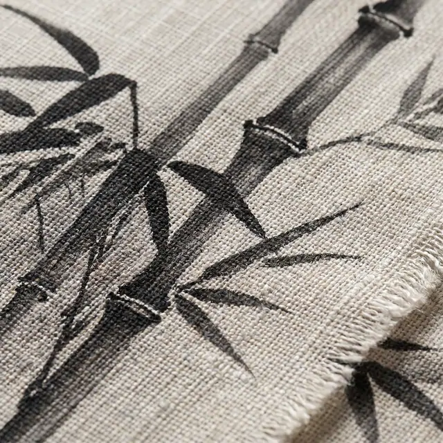Ink-Wash Bamboo Forest Zen Minimalist Soft Gray - Premium Craftsmanship Detail