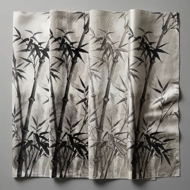 Ink-Wash Bamboo Forest Zen Minimalist Soft Gray - Multi-Material Comparison