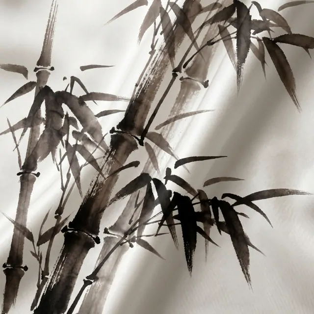 Minimalist Ink Wash Bamboo Neutral Zen - Material Detail 1 - Silk Front View